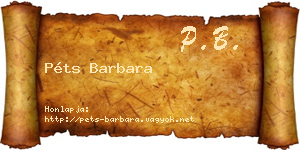 Péts Barbara névjegykártya